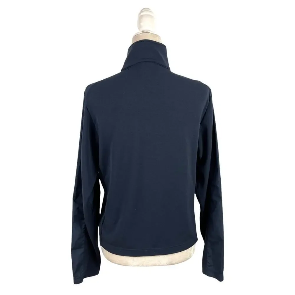 Nike Swoosh Boys Mixed Media Navy Jacket Nylon Front High Neck Large 12/14